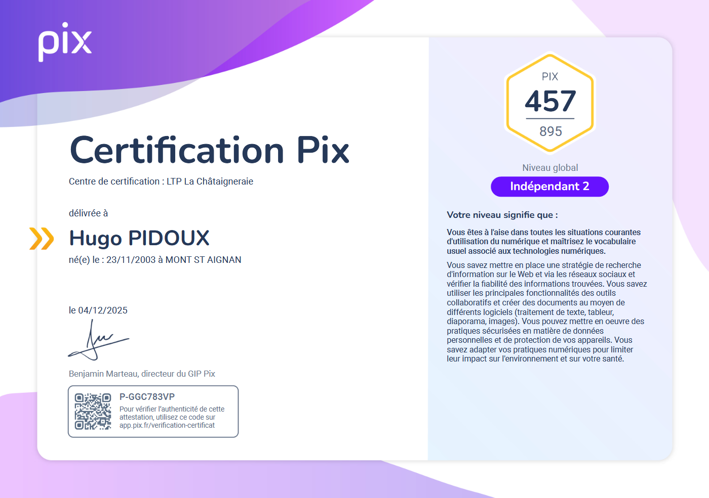 CERTIF PIX